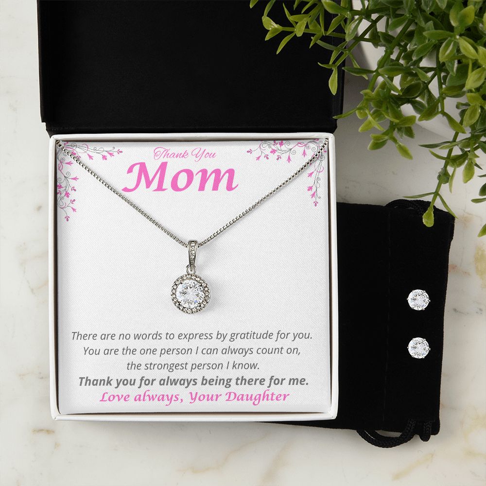 Eternal Hope Necklace & Clear CZ Earrings